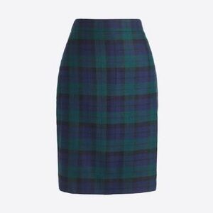 J. Crew Tartan Pencil Skirt - Navy and Emerald